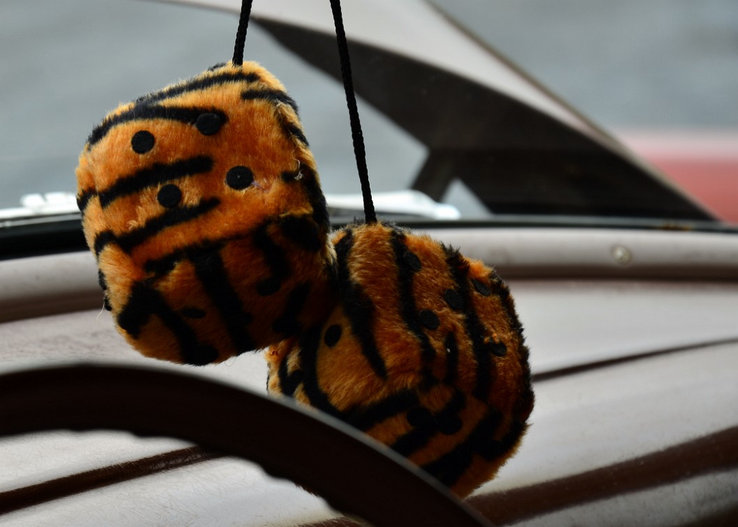 Brown Tiger Striped Fuzzy Dice Brown Tiger Striped Fuzzy Dice