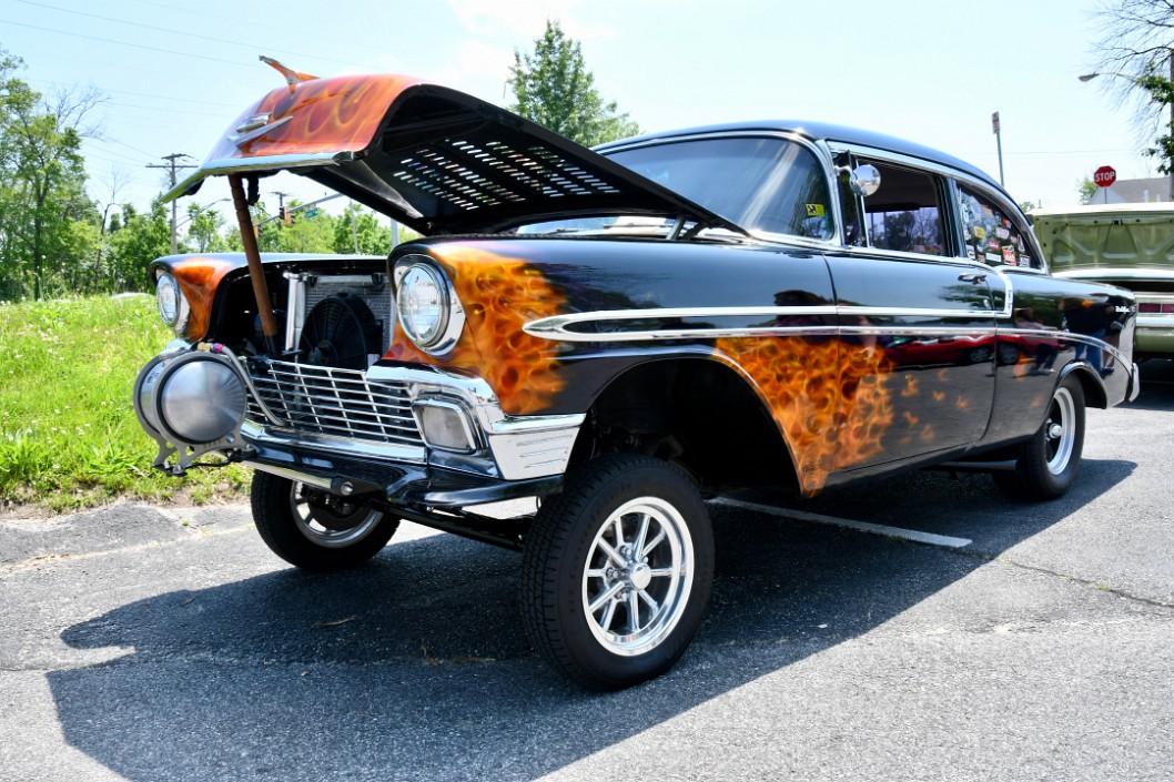 1956 Chevy Bel Air With Flames Over Black