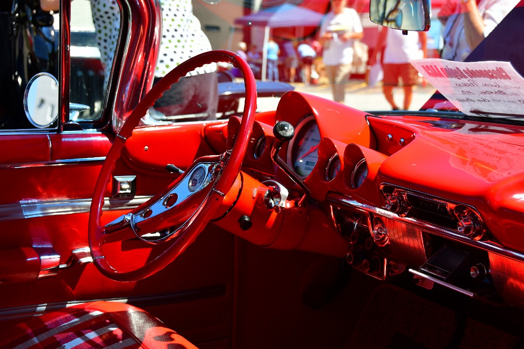 Bright Red and Chrome Interior