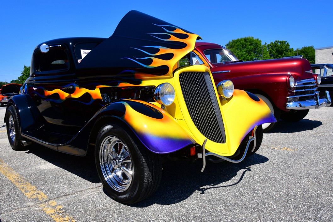 1934 Ford 3-Window Coupe in Yellow Flames