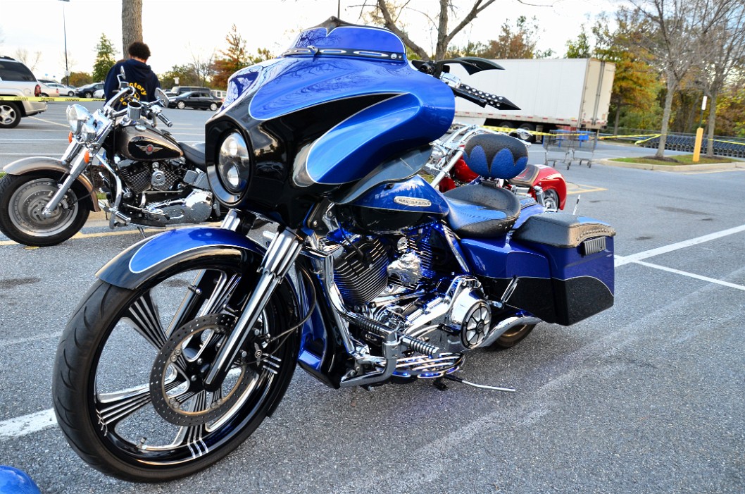 Custom Blue Harley Custom Blue Harley