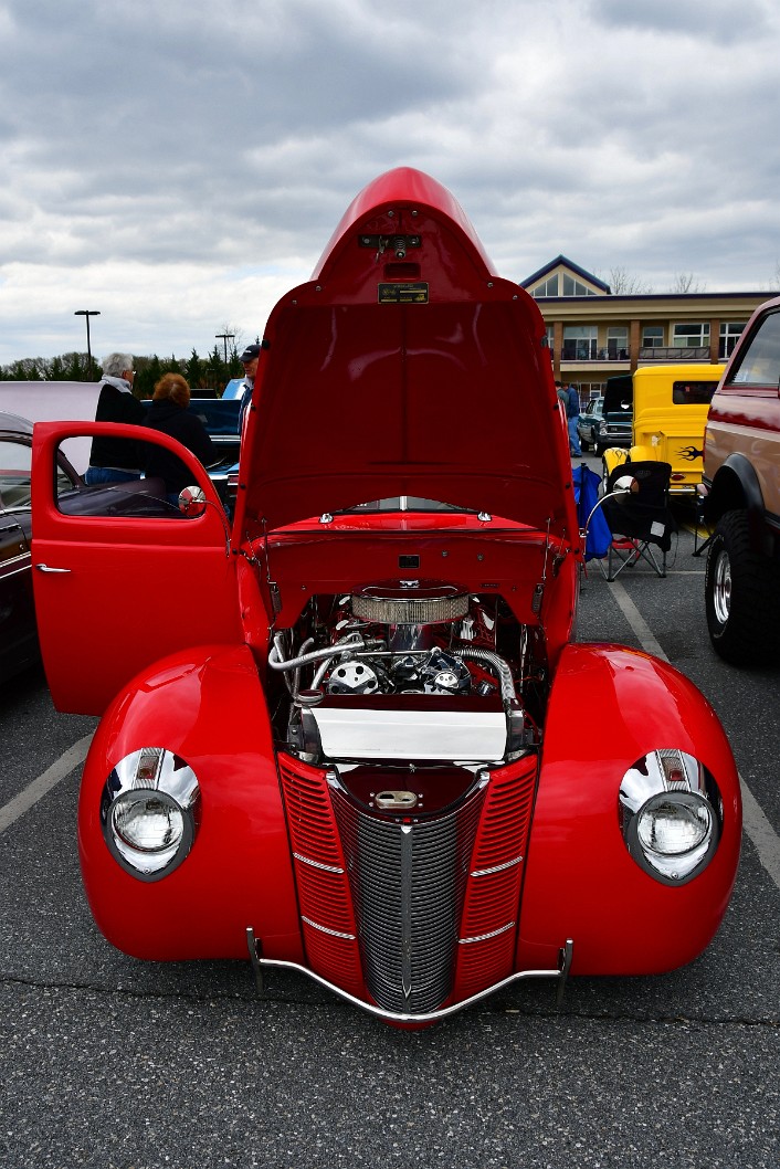 Head-On View of a 1940 Ford Coupe in Red