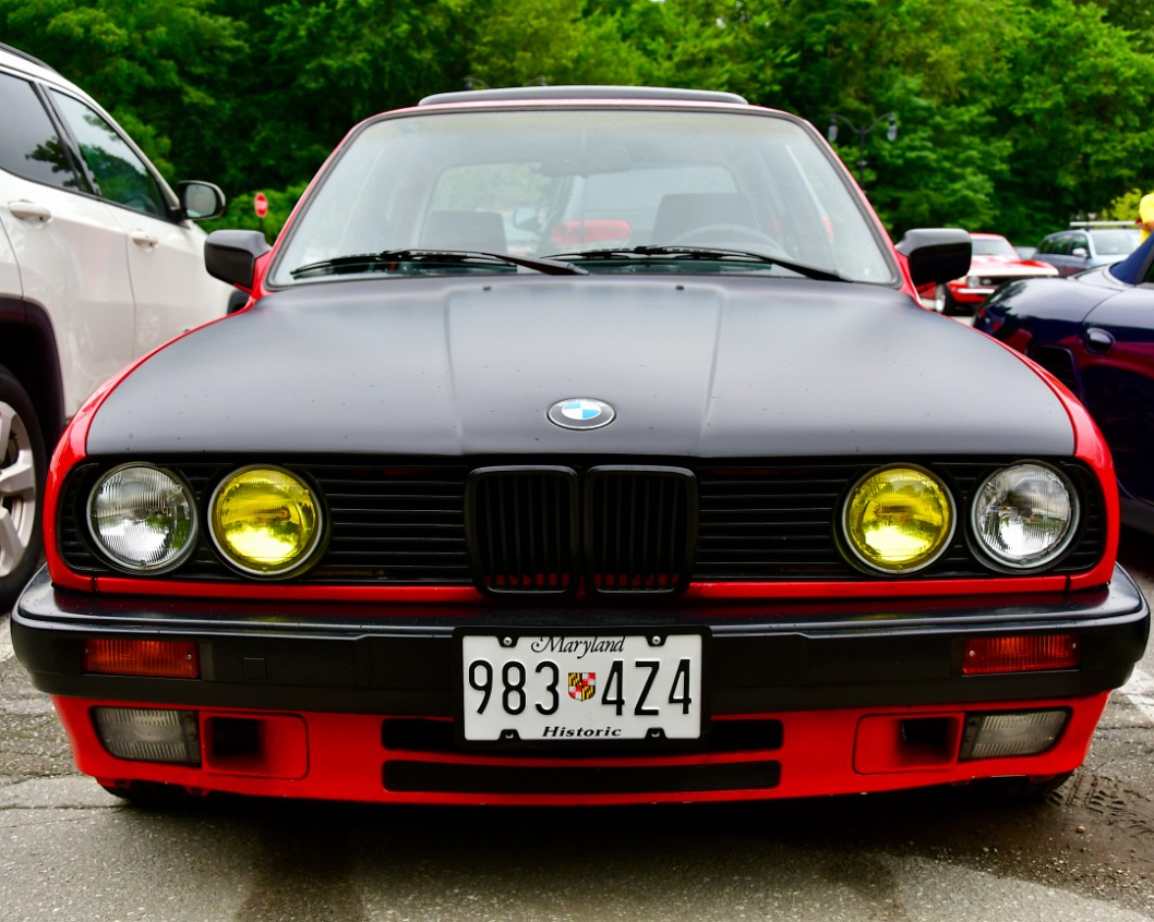 Head-On With the Red and Black BMW
