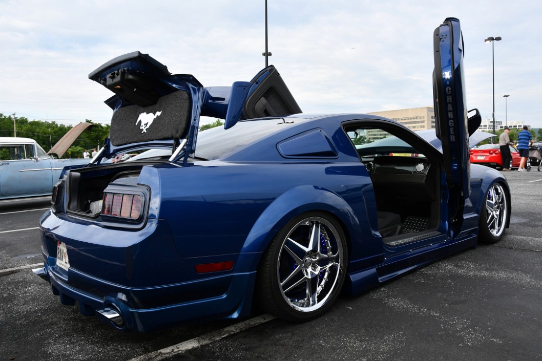 Slick Blue Ford Mustang With Scissor Doors