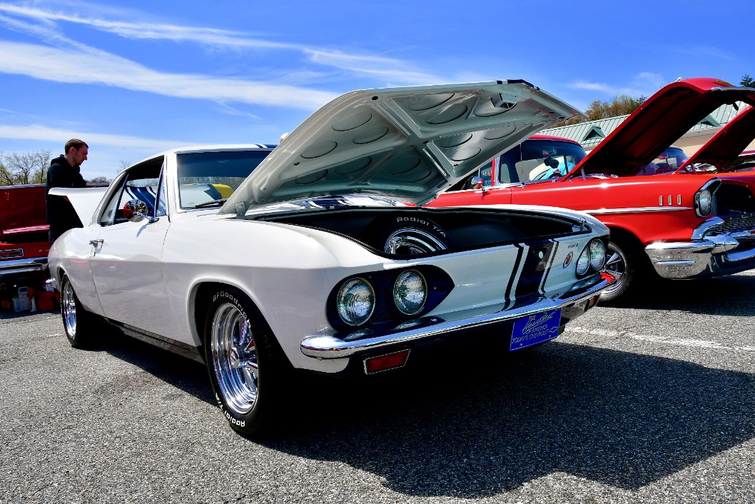 White 1966 Chevy Corvair WIth Yenko Modifications