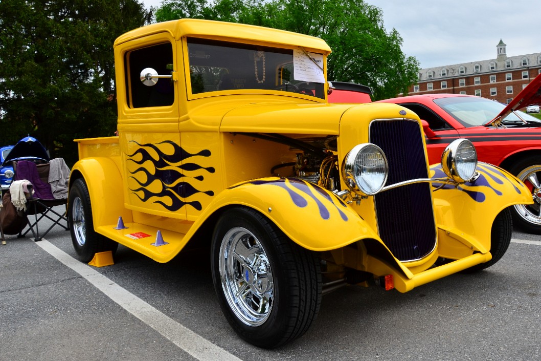 1932 Ford Pickup Truck in Yellow With Purple Blaze 1932 Ford Pickup Truck in Yellow With Purple Blaze