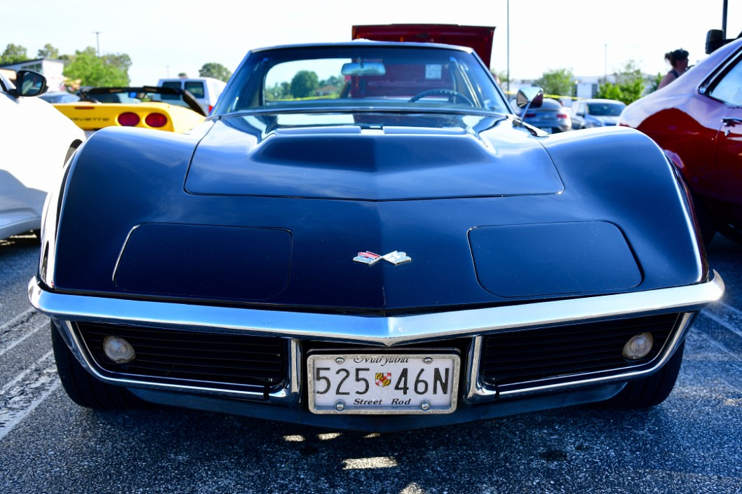 Head-On View to the Classic Chevy Corvette in Black