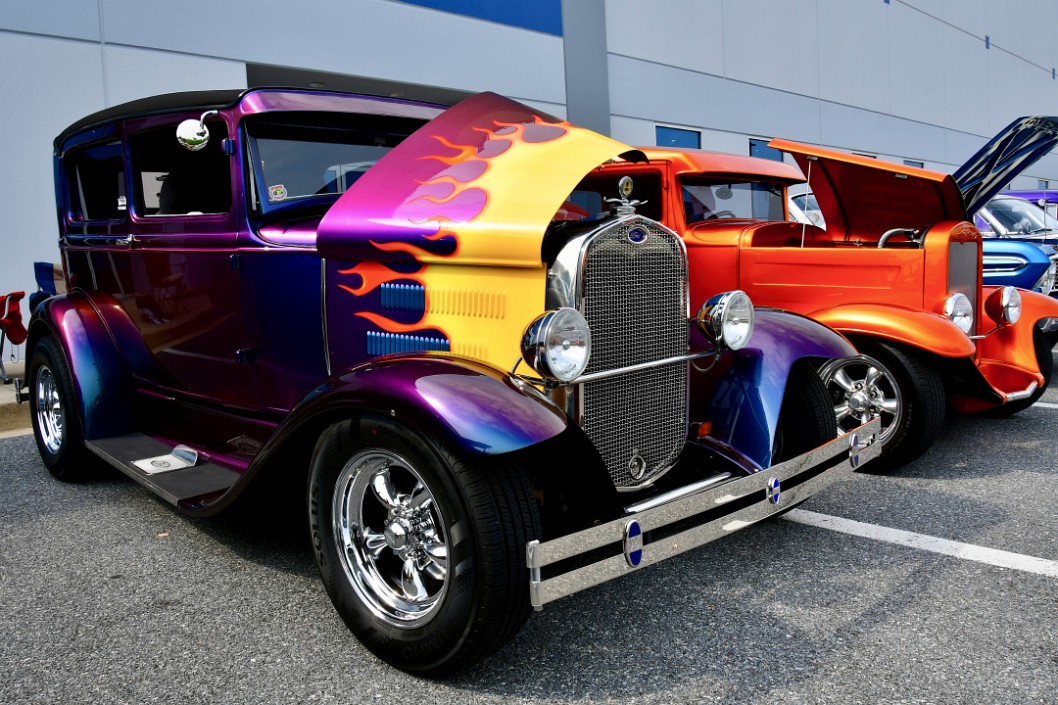1930 Ford Model A in Purple and Flames