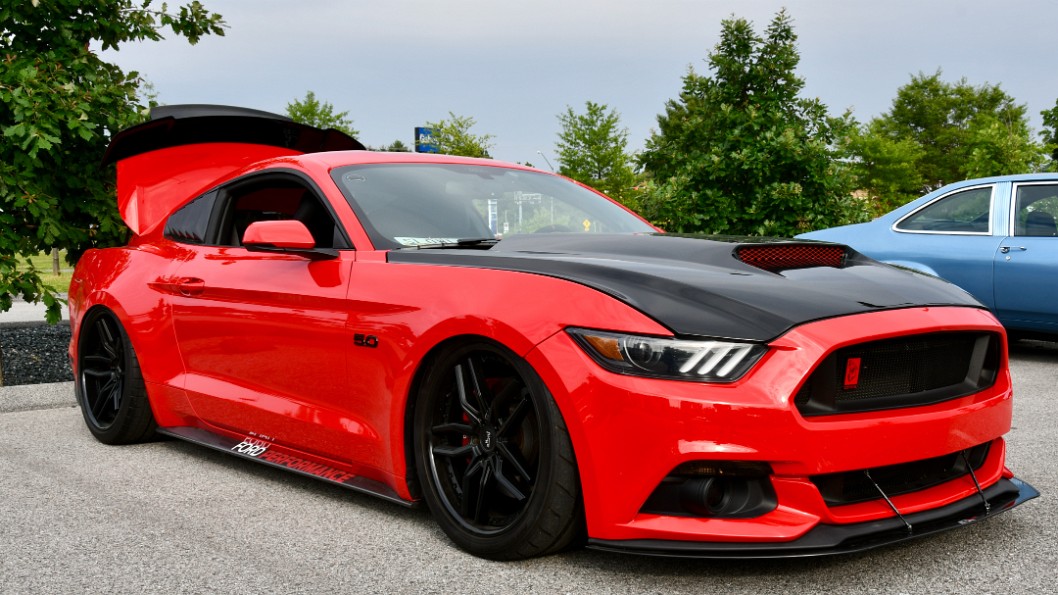 Powerful Red and Black Mustang