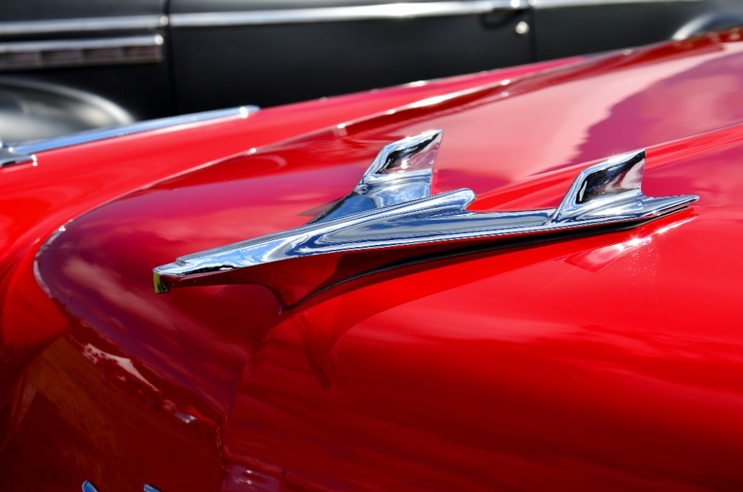 Hood Ornament of the Red 1956 Chevy Belair Convertible Hood Ornament of the Red 1956 Chevy Belair Convertible