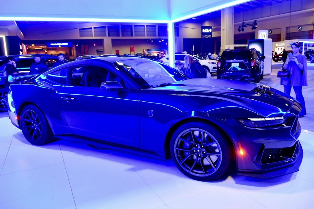 2024 Ford Mustang Dark Horse Coupe Under Blue Light